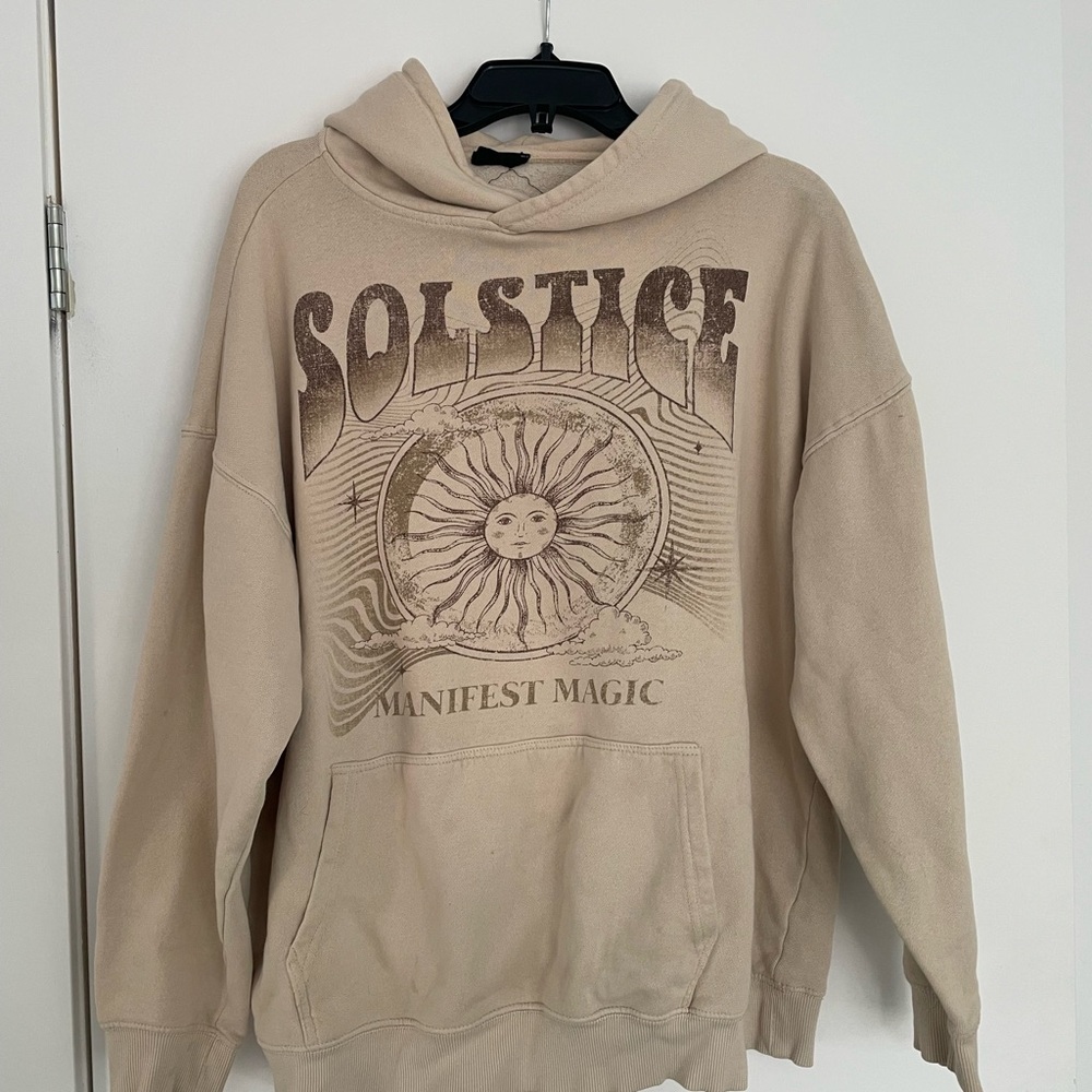 Solstice Tan Sweatshirt with Vintage Graphic Design
